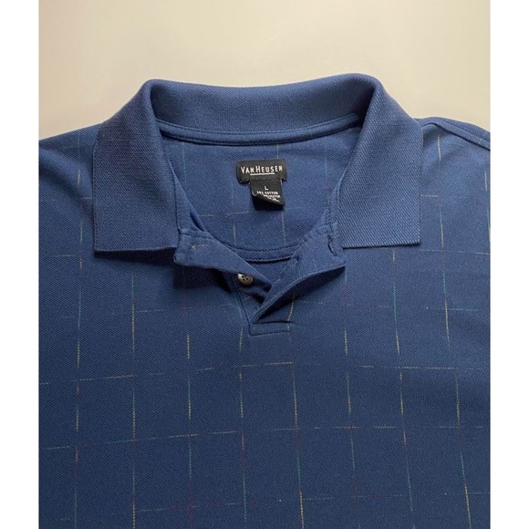 Van Heusen Polo Shirt Short Sleeve Plaid Shirt Classic Fit Size Large - Picture 2 of 7